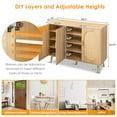 thumbnail image 4 of IVV 44.5"W Modern Shoe Storage Cabinet with 3 Rattan Doors and Adjustable Shelves, Natural Wood Accent Cabinet for Living Room, Bedroom, Hallway, or Kitchen, 4 of 9