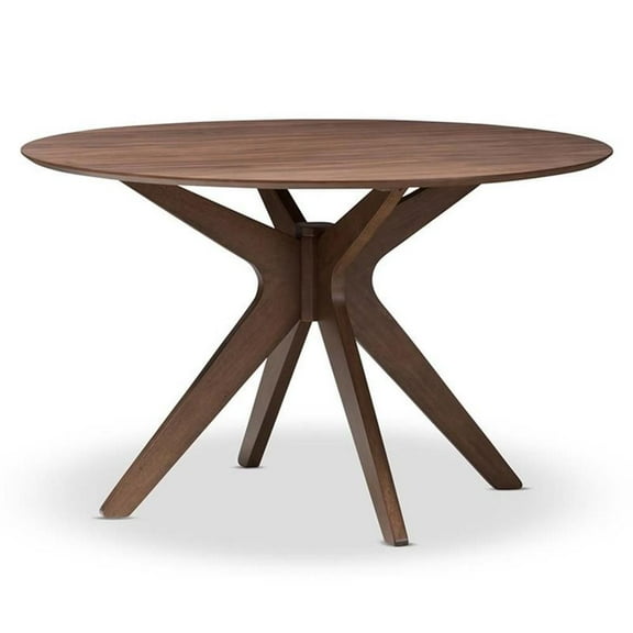 Hawthorne Collection Round Dining Table in Walnut Brown