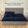 thumbnail image 2 of 700 Thread Count 5 Piece Split California King Sheets Sets Set ( 2- Twin XL Fitted Sheets 1-Flat sheet and 2-Pillow covers ) with 24" deep pocket for Adjustable Bed Color Navy Blue Solid, 2 of 5