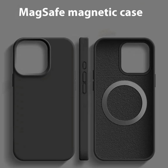 Magnetic for iPhone 15 Pro Max Case , Silicone Shockproof Protective Phone Case Classic Black