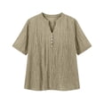 thumbnail image 5 of Horkkom Plus Size Tops for Women Summer V Neck Short Sleeve Tops Casual Loose Solid Color Tunic Tops XXL, 5 of 6