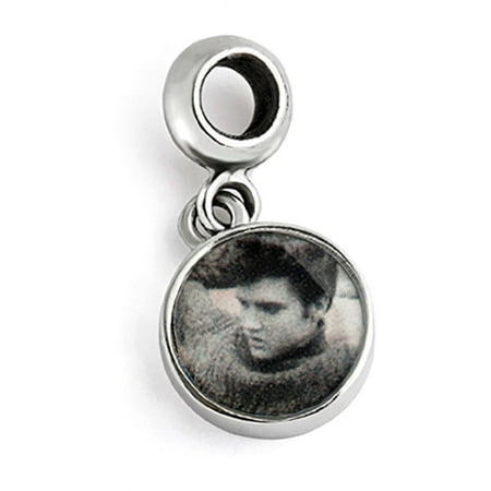 Sterling Silver Elvis Sweater Round Dangle Bead Charm