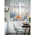 thumbnail image 3 of Navy Blue Beige Starfish Sheer Curtains 63 Inch Length 2 Panels Set, Coastal Nautical Summer Coral Shell Voile Window Treatment Curtains Sheers Drapes for Bedroom/Living Room/Kitchen 52x"63"x2, 3 of 7