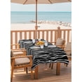 thumbnail image 2 of Outdoor Tablecloth with Umbrella Hole for Patio/Picnic/Party/Camping, Black Striped Waterproof Table Cloth Rectangle Table Cover Washable, Retro Wave Lines Texture Simple (60"x 102"), 2 of 8