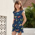 thumbnail image 3 of ZIATUBLE4S Dinosaur Star Print Girls Summer Short Jumpsuits Flutter Sleeves One-Piece Romper Soft Comfort Kids Casual Playsuit with Pockets for 9-10 Y, 3 of 6