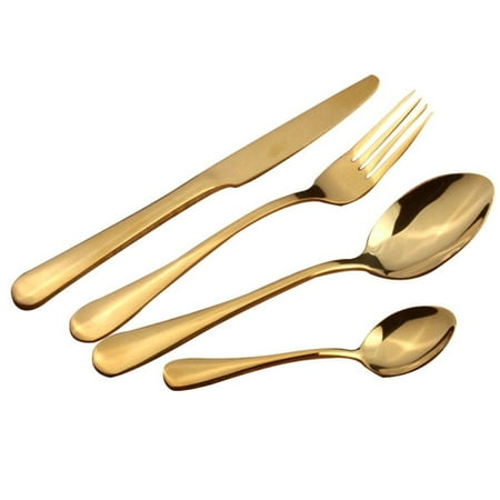 

4Pcs Flatware Rainbow Dinnerware Stainless Steel Tableware Set Fork Spoon Knife
