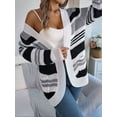 thumbnail image 3 of Womens Color Block Striped Sweaters Colorful Long Sleeve Open Front Knitted Cardigan Loose Outwear Coats Gray L, 3 of 8