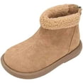thumbnail image 3 of Girls Snow Boots Boys Suede Fuzzy Ankle Booties Comfy Memory Foam Flat Non Slip Winter Zipper Short Boots Khaki 1.5 Big Kids, 3 of 4
