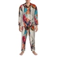 thumbnail image 3 of Fotbe Colorful Dachshund Art Pijama de Hombre con Estampado de Manga Larga, Conjunto de 2 Piezas, Ropa de Dormir Suave y Cómoda con Bolsillos-Medium, 3 of 7
