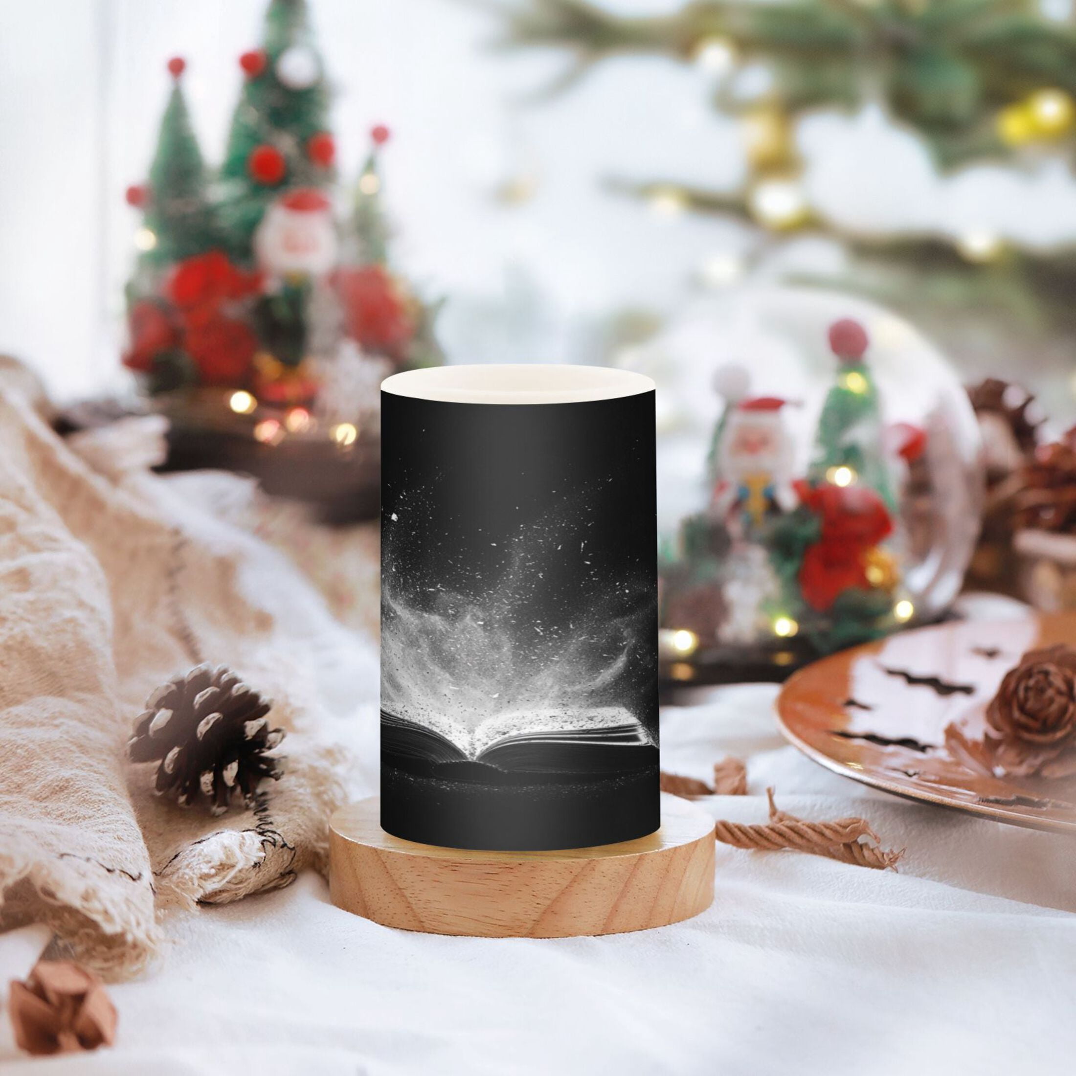 2 PCS Flameless Candles with Remote Timer LED Battery Operated Flickering Candle Light for Wedding Table Home Decoration Gifts Open Book