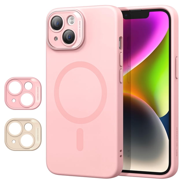 Funda ESR para iPhone 14 con MagSafe, silicona líquida rosa