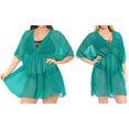 thumbnail image 5 of HAPPY BAY Women's Beachwear Swimsuit Coverups Summer Swim Beach Dress Cover ups for Swimwear Women Bathing Suit Mini Kimono L-XL Mary Teal Blue_AC336, 5 of 5