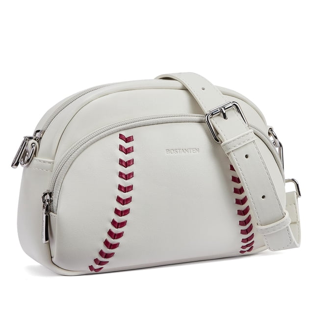 Bandolera BOSTANTEN Baseball de piel vegana, color blanco