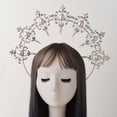 thumbnail image 3 of Women Baroque Cross Goddess Halo Crown Tiara Headband Virgin Mary Headpiece, 3 of 6