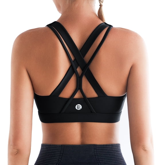 RUNNING GIRL Sports Bras for Women,Padded Strappy Sports Bras Criss-Cross Back Medium Support Sports Bras with Removable Cups