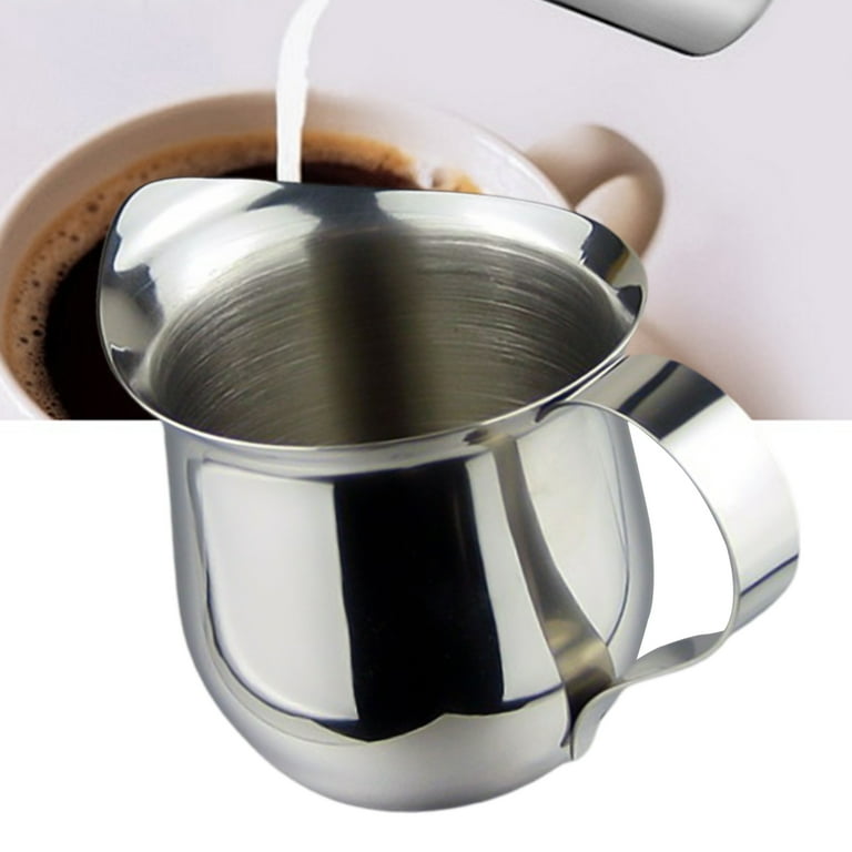 ReaNea Silver Milk Frothing Pitcher 12oz Stainless Steel Milk Frother Cup 
