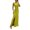 Yellow Green, variant on Lady Evening Dress - Pleated Slit Hem Floor Length, Rhinestone Decor Sleeveless, Round Neck High Waist Maxi Dress