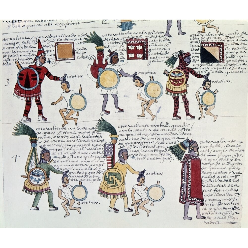 Aztec Codex Mendoza 1540 Naztec Warriors Receiving Trophies For aztec-codex-mendoza-1540-naztec-warriors-receiving-trophies-for