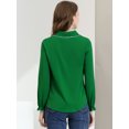 thumbnail image 5 of DARING DIVA Women's Peter Pan Collar Ruffle Long Sleeve Shirt S Deep Green, 5 of 6