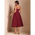 thumbnail image 2 of Burgundy Spaghetti Strap Fit & Flare Midi Dress For Elegant Evening, Party, Or Sophisticated Daywear, 2 of 7
