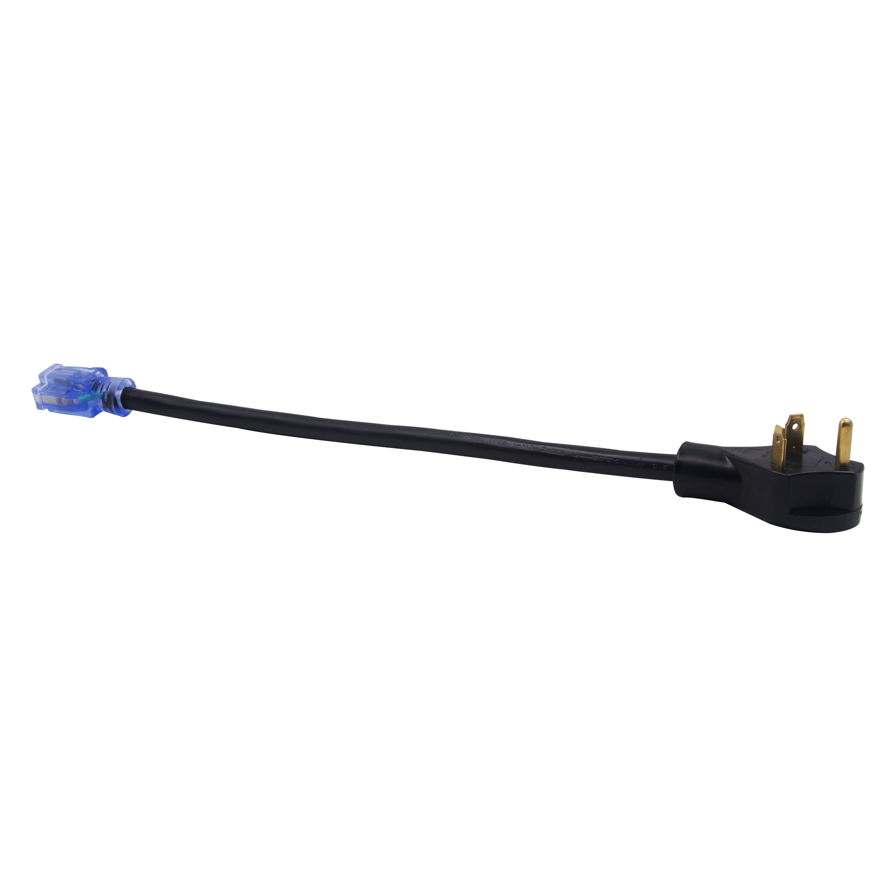 (2 pack) Auto Drive 14/3 STW 30 to 15-Amp Universal RV Adapter Extension Cord with Lighted End, 1.5ft, Black