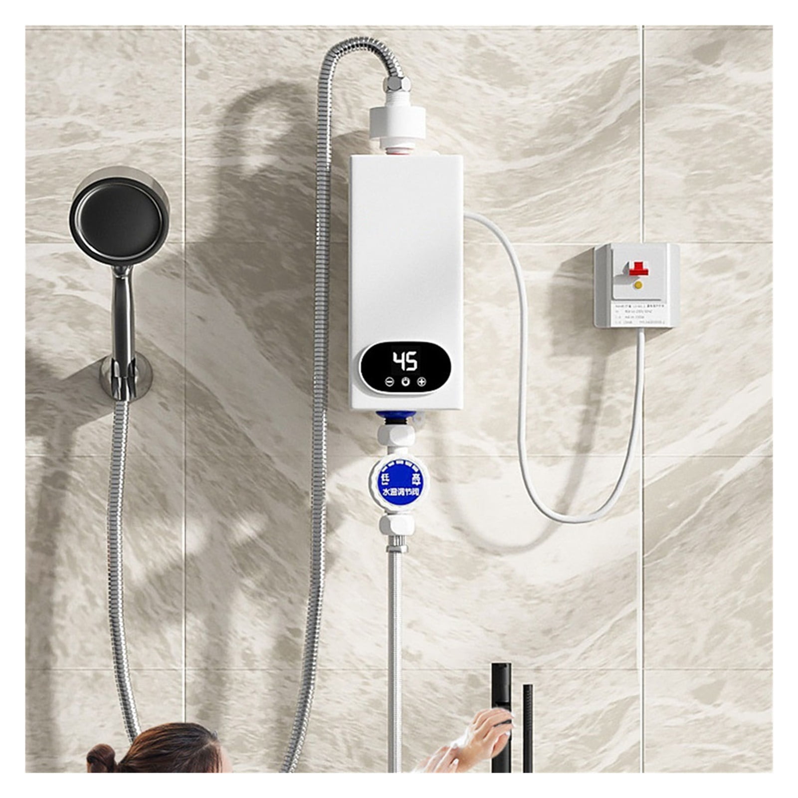 5500W Tankless Water Heater Electric Electric Water Heater Digital Display Instant Hot Water Heater LCD Touch Screen ,Safety Protections