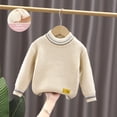 thumbnail image 2 of LNMQLPDBS Baby Boys Half Mock Neck Sweater Toddler Contrast Stripe Ribbed Top Kids Warm Chunky Knit Pullover Newborn Cozy Long Sleeve Shirt Infant Casual School Fall Winter Wear with Patch, 2 of 5