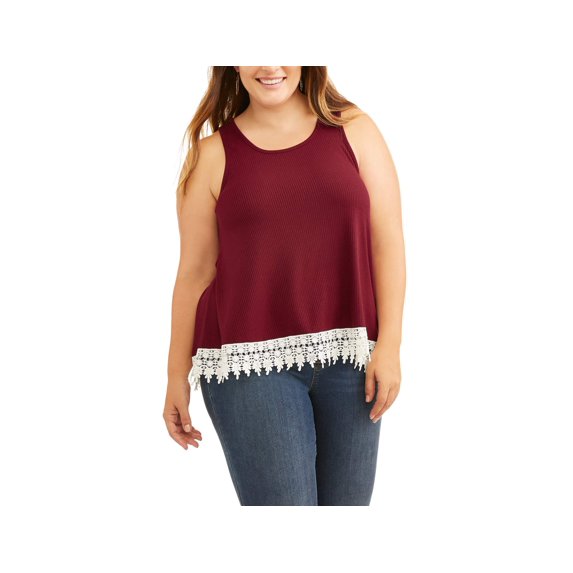 Women's Plus Racer Back Lace Tank