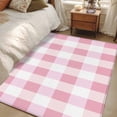 thumbnail image 4 of Pink Plaid Area Rug 4x6 FT, Non Slip Kids Room Carpet, Spring Farmhouse Buffalo Checkered Washable Soft Floor Carpet Non-Shedding Throw Rug for Dorm Kitchen Study Room Home Office Bedside, 4 of 9