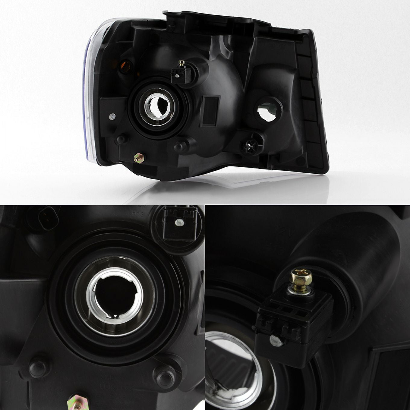 AKKON - For 2007 2008 2009 Chrysler Aspen Matte Black Headlights Headlamps LH Left & RH Right Side Pair Assembly