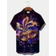 thumbnail image 2 of Camisa de Mardi Gras para hombre 2024, camisas casuales de manga corta con estampado 3D, ropa de calle, camisas hawaianas holgadas de talla grande para hombre, camisetas, 2 of 5