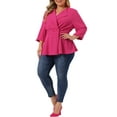thumbnail image 2 of Blazers de Talla Grande para Mujeres Agnes Orinda para el Día de San Patricio, Chaqueta Peplum con Solapa Notch, 3X Rosa Fucsia, 2 of 6