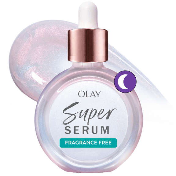 Olay Face Serum, Super Night Serum 5-in-1, Wrinkle Correcting, Fragrance-Free, 1.0fl oz