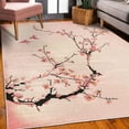 thumbnail image 3 of Nature Decorative Rug, Flowers Buds and Birds with Cherry Branches Style Art Painting Effect, Quality Carpet for Bedroom Dorm and Living Room, 6 Sizes, Pastel Pink, by Ambesonne, 3 of 4