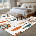 thumbnail image 4 of Boho Geometric Area Rug 5x8 FT, Non Slip Bedroom Throw Carpet, Ethnic Feathers Patterns Retro Farmhouse Washable Soft Floor Carpet Non-Shedding Rug for Living Room Nursery Dorm Office, 4 of 9