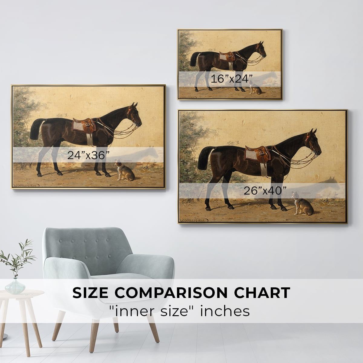 Vintage Animal Print-XLVI By Wexford Home Framed in Gold Wood Gallery Wrapped Canvas 17 in. x 25 in.