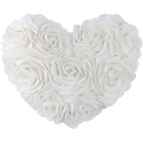 JWH 3D Rose Flower Valentine Day Gift Throw Pillows Heart Shape for Decor and Gift 13 x 16inch White