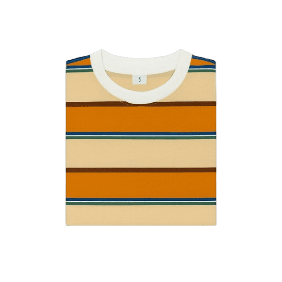 Children's Cotton T-Shirt, Striped T-Shirt, Multi Orange - 5T