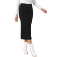 thumbnail image 4 of Faldas de lápiz de punto para mujer INSPIRE CHIC, elásticas, de cintura alta, ajustadas, casuales, midi, talla XL, negras, 4 of 6