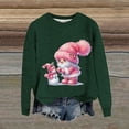 thumbnail image 2 of HOWPAY Chandails de Noël pour Femmes Style Noël Imprimé Blouse Décontractée Col Rond Manches Longues Chandail Confortable Ample Léger Tenues d'Automne Vert Foncé m, 2 of 4