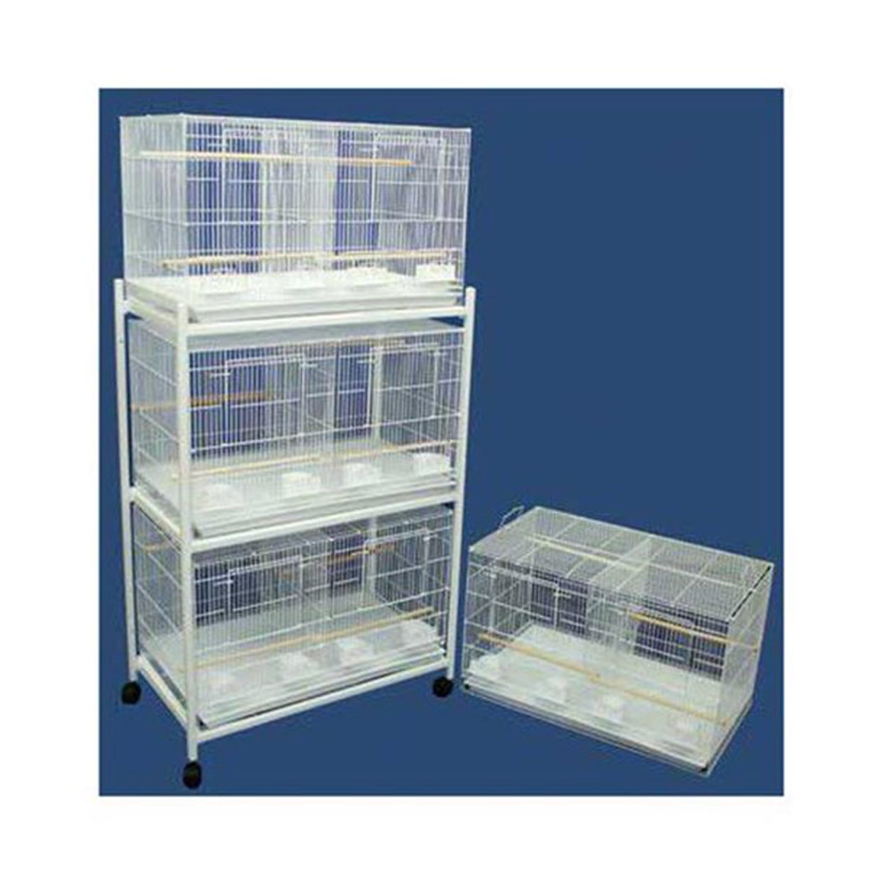 Ymlgroup Lot of 4 Medium Breeding Cages with Divider and One 3 Tie Stand - With