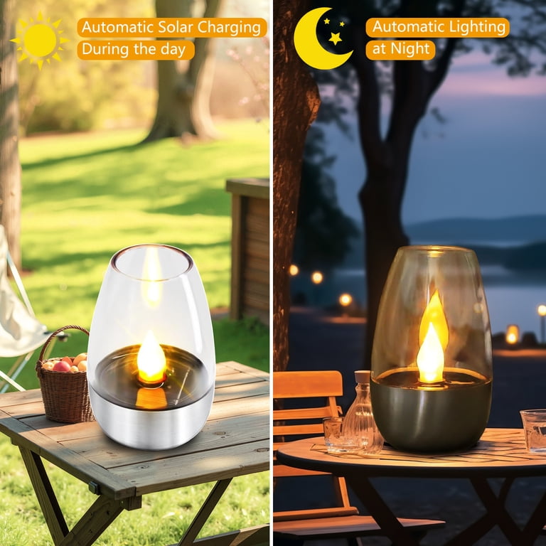 Solar Tea Light Candles – 2-Pack, Warm Flickering LED, IP42 Waterproof, Dusk-to-Dawn Auto On/Off, For Outdoor Garden, Wedding, Party & Camping