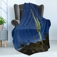 thumbnail image 4 of Desert Soft Flannel Fleece Throw Blanket, Sonoran Desert and Saguaro Cactus at Night, Cozy Plush for Indoor and Outdoor Use, 50" x 60", Dark Sky Blue Taupe, by Ambesonne, 4 of 5