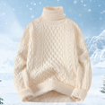 thumbnail image 2 of Breezora Women's High Neck Knit Sweater Cable Knit Korean Style Winter Warm Pullover L Size Beige, 2 of 4