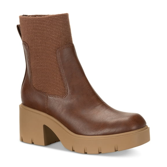 Sun   Stone Women’s Verityy Pull-On Lug Chelsea Boots Walnut – Size 6M