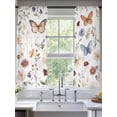 thumbnail image 3 of Spring Pastoral Botanical Semi Sheer Curtains 72 Inch Length 2 Panels Set, Farmhouse Butterfly Floral Sheer Kitchen Curtain Privacy Voile Window Curtain for Living Room Bedroom Rod Pocket Drapes, 3 of 7