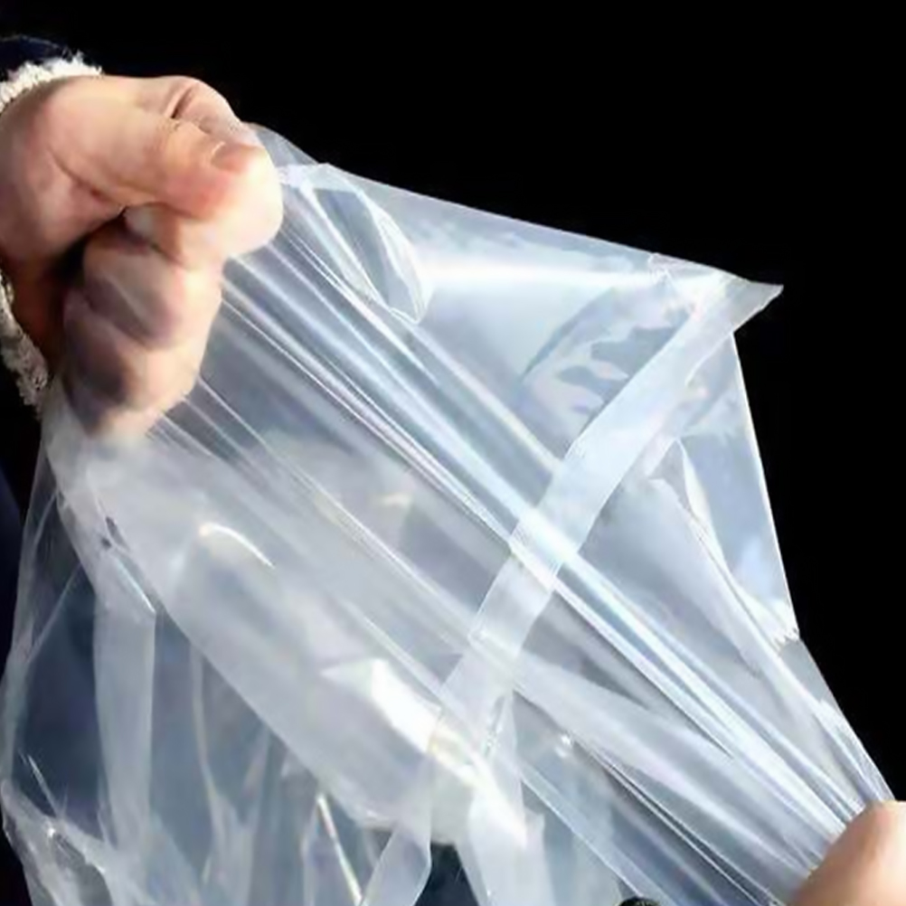 ROMANSENTIAL 100Pcs Transparent Plastic Bag Waterproof White Reusable Storage Pouch for Fruits Vegetables Sundries