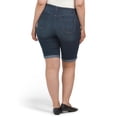 thumbnail image 4 of Democracy Women's Plus high rise Ab Solution distressed Denim Bermuda Shorts (Blue, 20w), 4 of 5