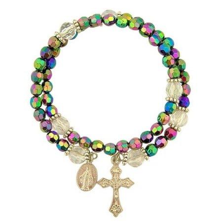 Acrylic Prayer Bead Rosary Wrap Bracelet With Miraculous Medal 8 Inch Acrylic Prayer Bead Rosary Wrap Bracelet With Miraculous Medal 8 Inch