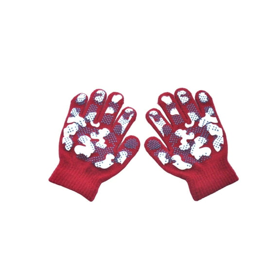 Generic Children Anti-Slip Full Fingers Knitted Winter Glove Boys Girls Thermal Knit Stretchy Gloves Cold Weather Soft Anti Slip Mittens For Sport Ski Snow Hiking